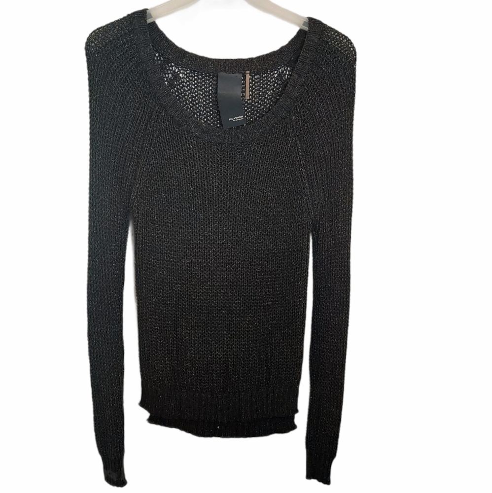 Heather by Bordeaux Women's Size Small Sweater long sleeve Black Gold Accents